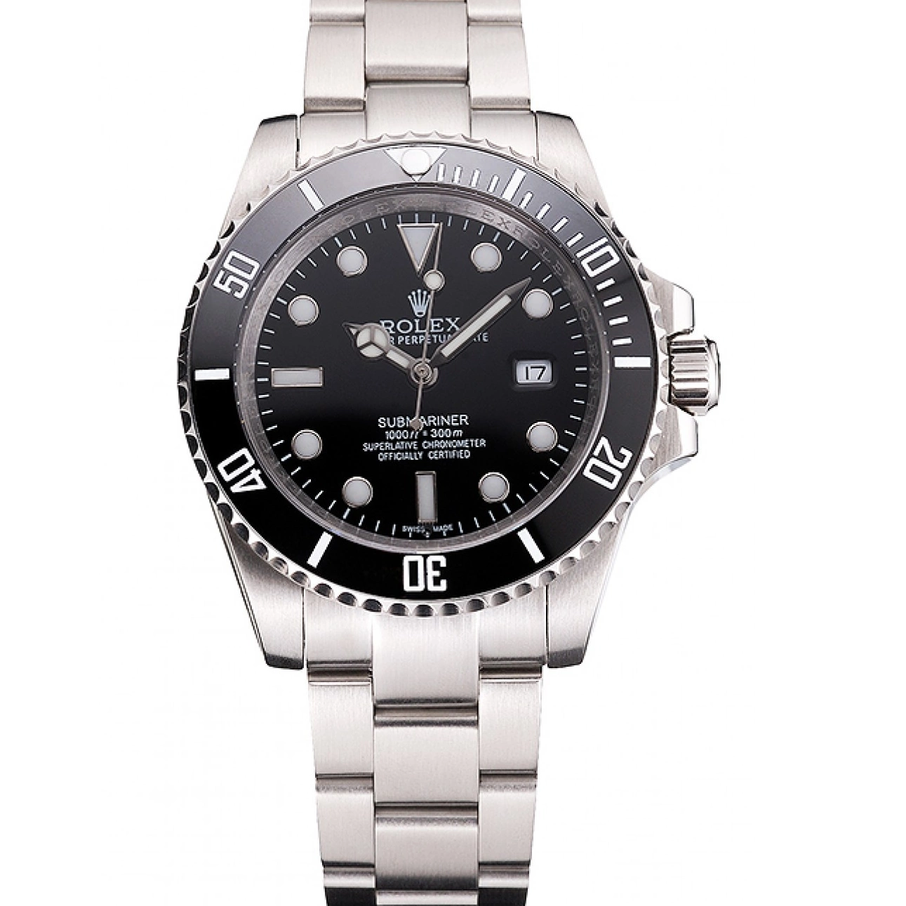 Rolex Dial Swiss Case Date Small Steel Black Bezel And Submariner Stainless And Bracelet 0803